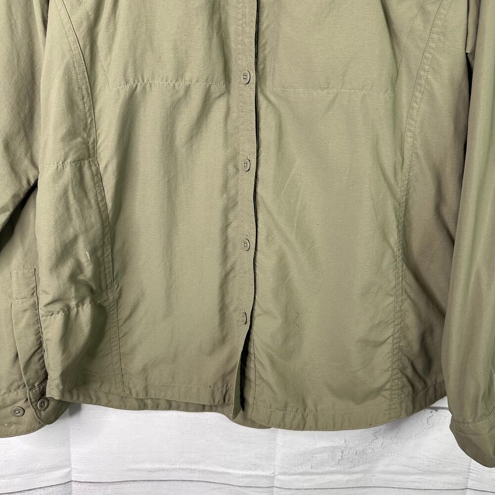 Columbia Women GRT Medium Olive Green Long Sleeve Button-Up Shirt Fishing Hiking - Picture 4 of 11